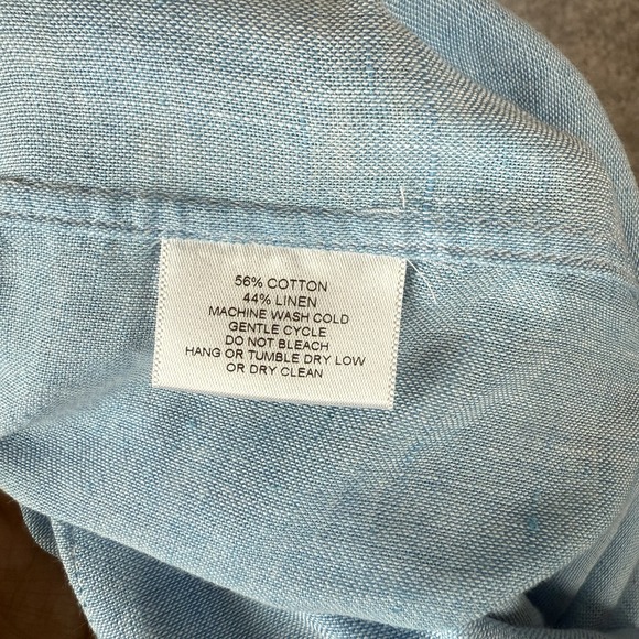 San Cristobal Shirt Mens Large Guayabera Mexican Wedding Button Up 4 Pocket Blue - Picture 6 of 9